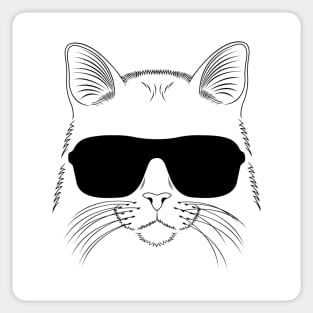 Cool Cat Illustrative Design Black Sticker